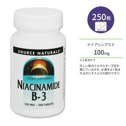 ソースナチュラルズ ナイアシンアミド ビタミンB-3 100mg 250粒 タブレット Source Naturals Niacinamide VitaminB-3 Tablets フラッシュフリー