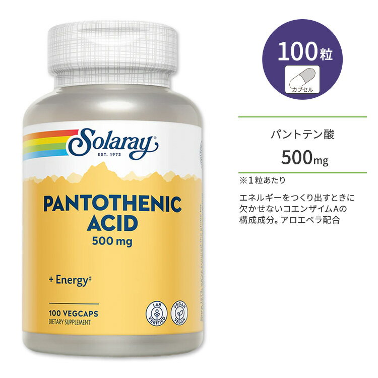 졼 ѥȥƥ ٥۹ 500mg ӡ ٥ץ 100γ Solaray Pantothenic Acid ӥߥB5 ӥߥ