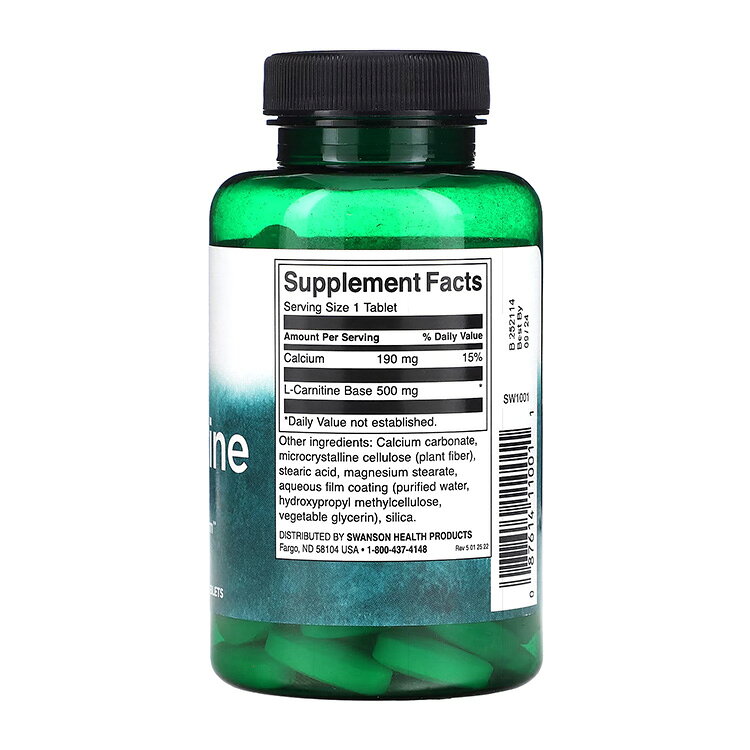 【P10倍★20日0時-12月11日9時】スワンソン L-カルニチン タブレット 500mg 100粒 Swanson L-Carnitine 500mg 100tab 3