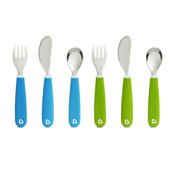 【最大10%OFFクーポン】マンチキン 子ども用 フォーク・ナイフ・スプーンセット スプラッシュトドラー ブルー / グリーン 計6本入り Munchkin Splash Toddler Fork, Knife and Spoon Set, 6 Pack, Blue / Green, Munchkin
