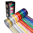 サテンリボン 20色セット 約1cm×13.7m (0.4inch×15Yard)シルクリボン グリッターメタリックリボン リボンロール 包装紙 ラッピングリボ...