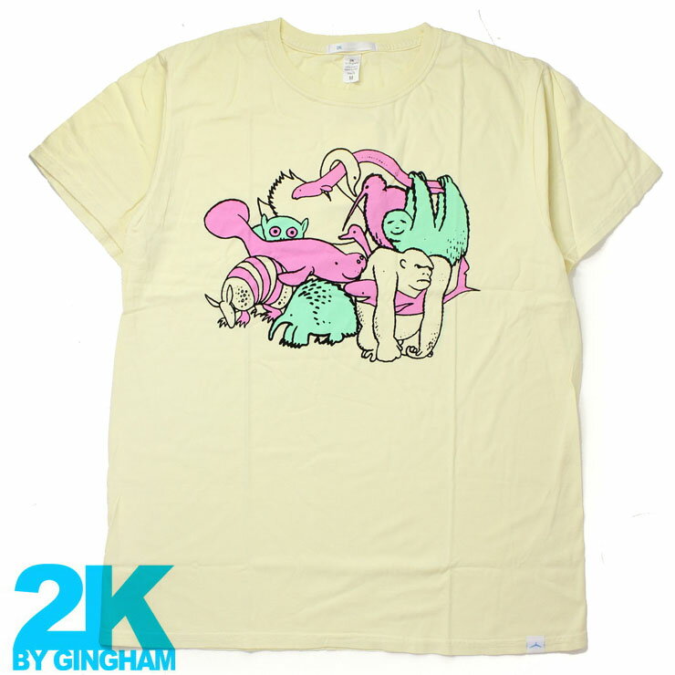 アウトドアブランド tシャツ メンズ 大きいサイズ レディース 2k by Gingham ツーケイバイギンガム ZOO ECRU / キャンプ 服装 女子 春 夏 春夏 /