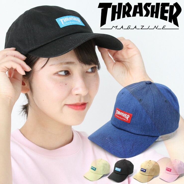 キャンプ 帽子 メンズ フェス スラッシャー THRASHER キャップ BOX MAG ムラ染めツイル 6パネルキャップ ローキャップ 19TH-C01 春 夏 春夏 夏用 野外フェス 夏フェス アウトドア ファッション ブランド おしゃれ かわいい