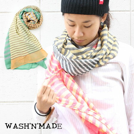 【あす楽】WASH'N'MADE ウォッシュンメイド PANEL BORDER SCARF パネルボーダースカーフ/ストール メンズ レディース ボーダー 【あす楽】WASH'N'MADE ウォッシュンメイド PANEL BORDER SCARF パネルボーダースカーフ/ストール メンズ レディース ボーダー