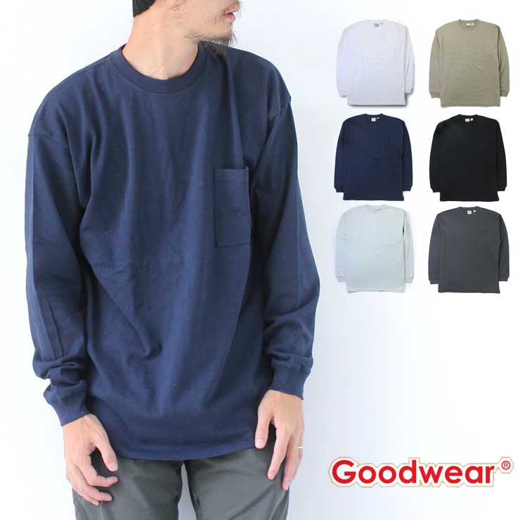 樂天商城 - グッドウェア Goodwear USAコットン 袖リブ BIG ポケット ロンTEE W7-5500