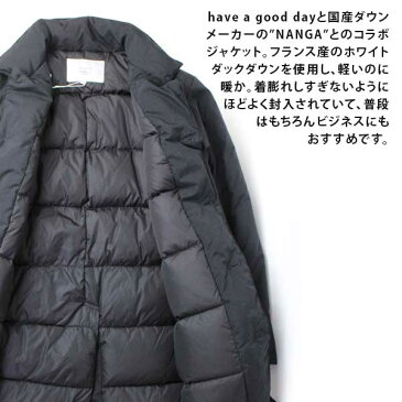 ナンガ ダウンジャケット コラボ メンズ ダウンコート Have a good day × NANGA DOWN COAT 130 / ナンガ ダウン 別注 キャンプ 冬キャンプ ファッション 秋 冬 秋冬