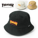 春物 帽子 メンズ 大きいサイズ バケットハット メンズ ブランド 大きい レディース 黒 スラッシャー THRASHER フレイムロゴ ピーチツイル ブラック 帽子 20TH-H53 大きいサイズ キャンプ 春 夏 春夏