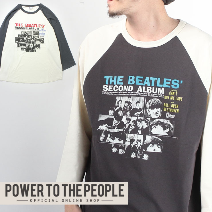 THE BEATLES ラグラン Tee POWER TO THE PEOPLE ビートルズ Tシャツ メンズ レディース カットソー アウトドア キャンプ コットン