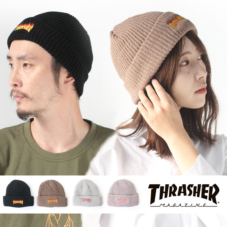 ニット帽 メンズ ブランド スラッシャー レディース THRASHER フレームロゴ ビーニー 帽子 ニットキャップ ブランド キャンプ 冬キャンプ ファッション 秋 冬 秋冬 21TH-N52 ゴルフ スノーボード スノボ