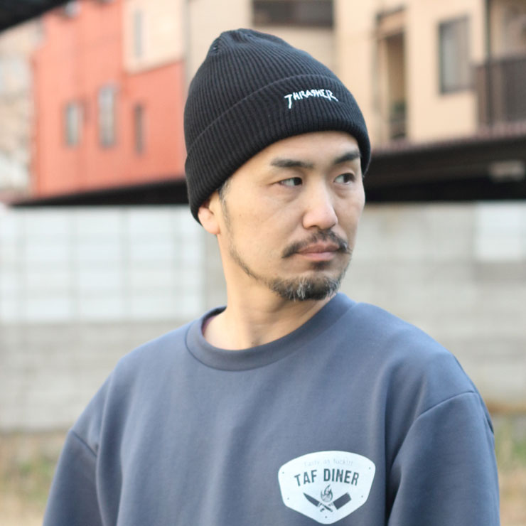 ニット帽 レディース ホワイト ゴルフ メンズ ブランド スラッシャー ニット帽 THRASHER MAG LOGO リブ編み ビーニー 22TH-N52 秋 冬 秋冬【返品交換不可】 定価：3410円 2