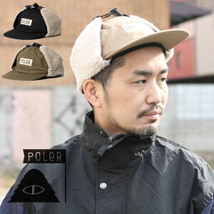 ポーラー POLeR 帽子 FURRY FONT CANVAS FLAP CAP アウトドアブランド 冬キャンプ キャンプ ファッション 233MCV0039 メンズ レディース フライトキャップ アビエーターキャップ 耳付