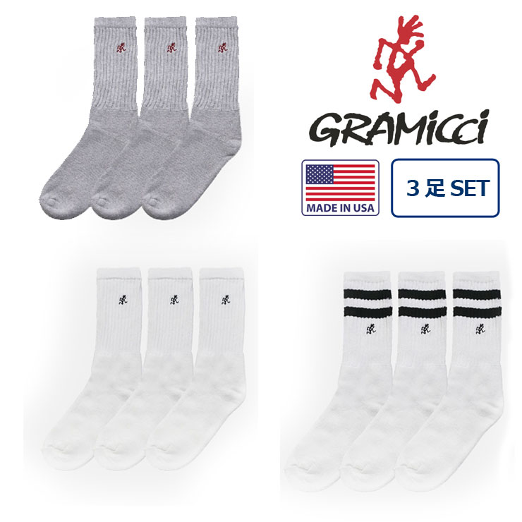 楽天PROTOCOLグラミチ 靴下 GRAMICCI 靴下 ソックス ロゴ刺繍 ワンポイント　BASIC SHORT SOCKS MIU EMB ロングソックス 3Pセット SX-M23 春 夏 春夏 おしゃれ かっこいい アウトドア くつ下 くつした 無地 シンプル ギフト