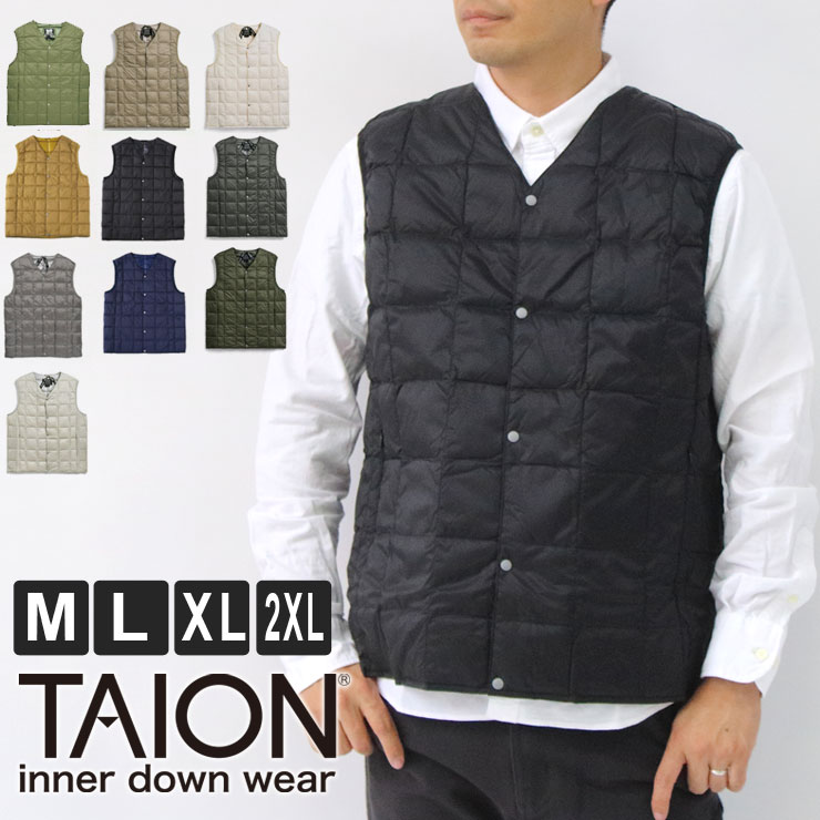 TAION タイオン メンズ インナーダウンベスト インナーダウン UL ベスト v ネック TAION-001 スノボ スキー 深め 秋冬 防寒 大きいサイズ 秋 冬 無地 コットン カジュアル 旅行 チャコールのサムネイル