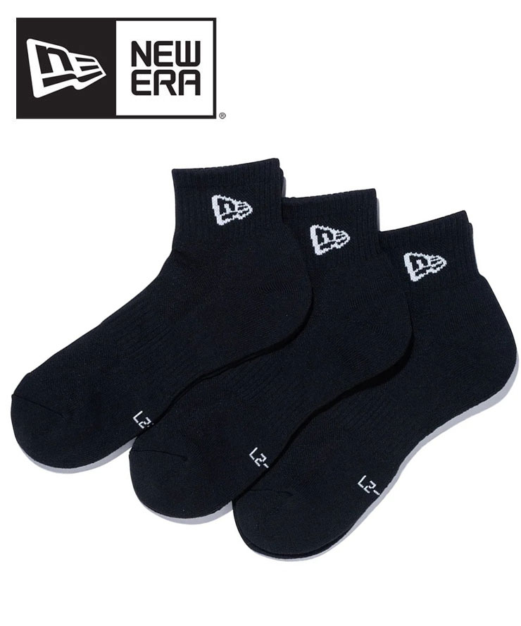 乐天商城 - ニューエラ NEW ERA ソックス アンクル 3ペア ブラック 靴下 メンズ レディース キッズ 黒 3足セット セット まとめ買い 14518191