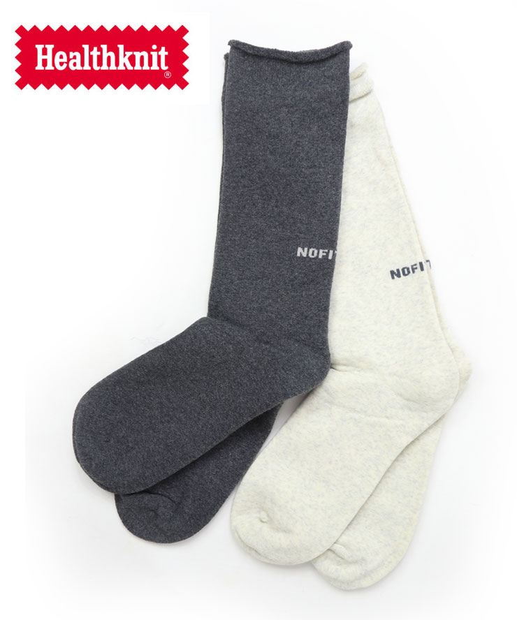 樂天商城 - Healthknit ヘルスニット 2P フルパイル ロゴ クルーソックス 191-3699 メンズ 靴下 厚手 2足セット 秋 冬 秋冬