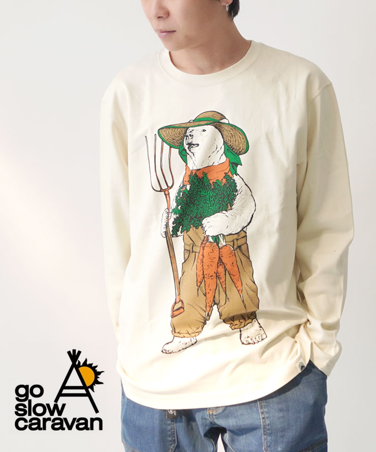 樂天商城 - go slow caravan ゴースローキャラバン PIECLEXモックロディファーマークマロングスリーブ 長袖Tシャツ メンズ レディース ロンTee 抗菌 防臭 シロクマ 白くま 秋 冬 秋冬 359301