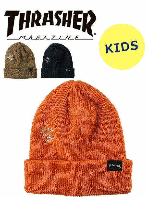 樂天商城 - THRASHER スラッシャー キッズ 3WAY BEANIE 21TH-N75K ニット帽 ビーニー 帽子 人気 スケーター ストリート 子供用