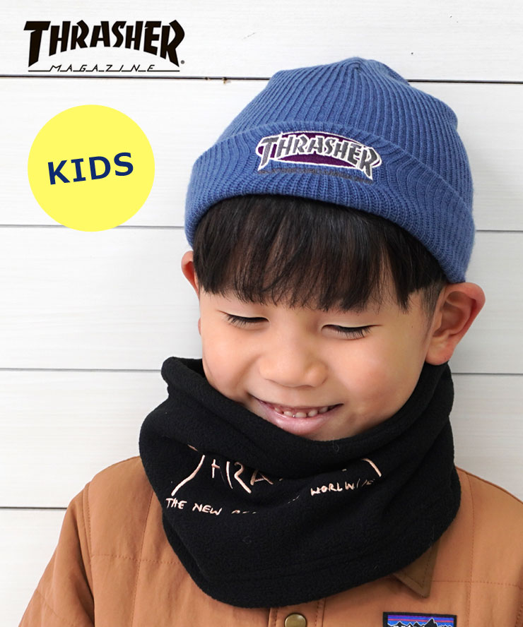 樂天商城 - THRASHER スラッシャー キッズ OVAL MAG アクリルビーニー 22TH-N52K 子供 帽子 ニット帽 男の子 女の子 秋 冬 秋冬