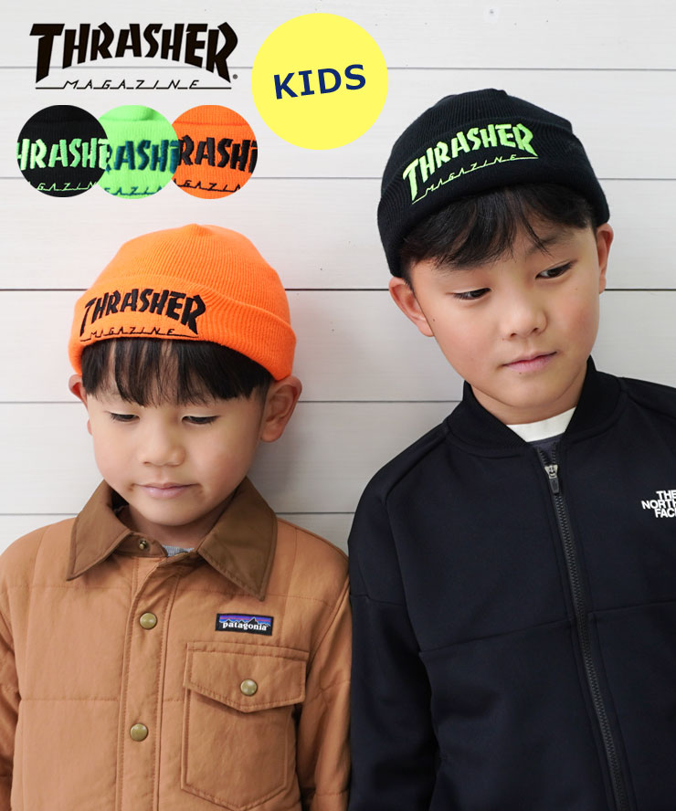 樂天商城 - THRASHER スラッシャー キッズ MAG LOGO ネオンビーニー 24TH-N51K 子供 帽子 男の子 女の子 秋 冬 秋冬