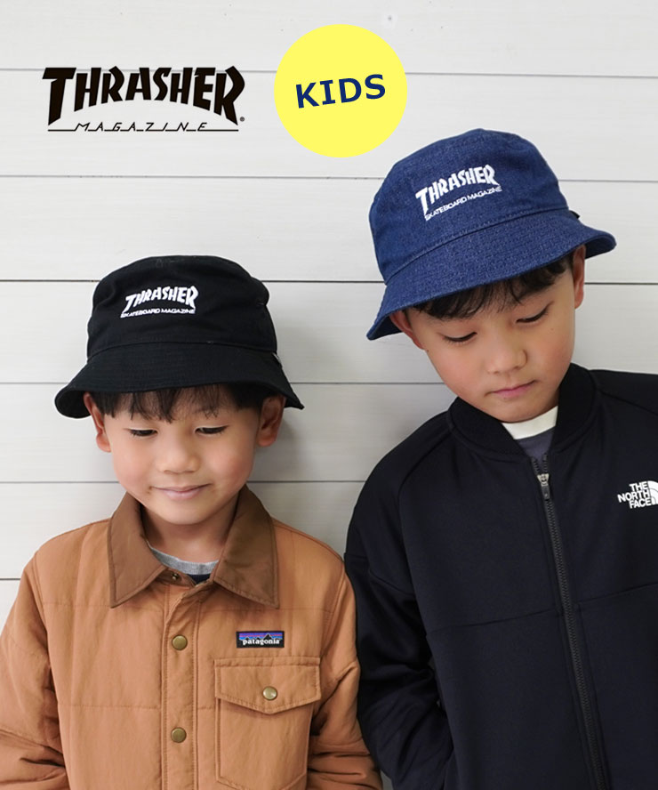 樂天商城 - THRASHER スラッシャー キッズ MAG LOGO ツイル バケットハット HTRH01K 帽子 子供 男の子 女の子 バケハ ロゴハット スケート ストリート 秋 冬 秋冬