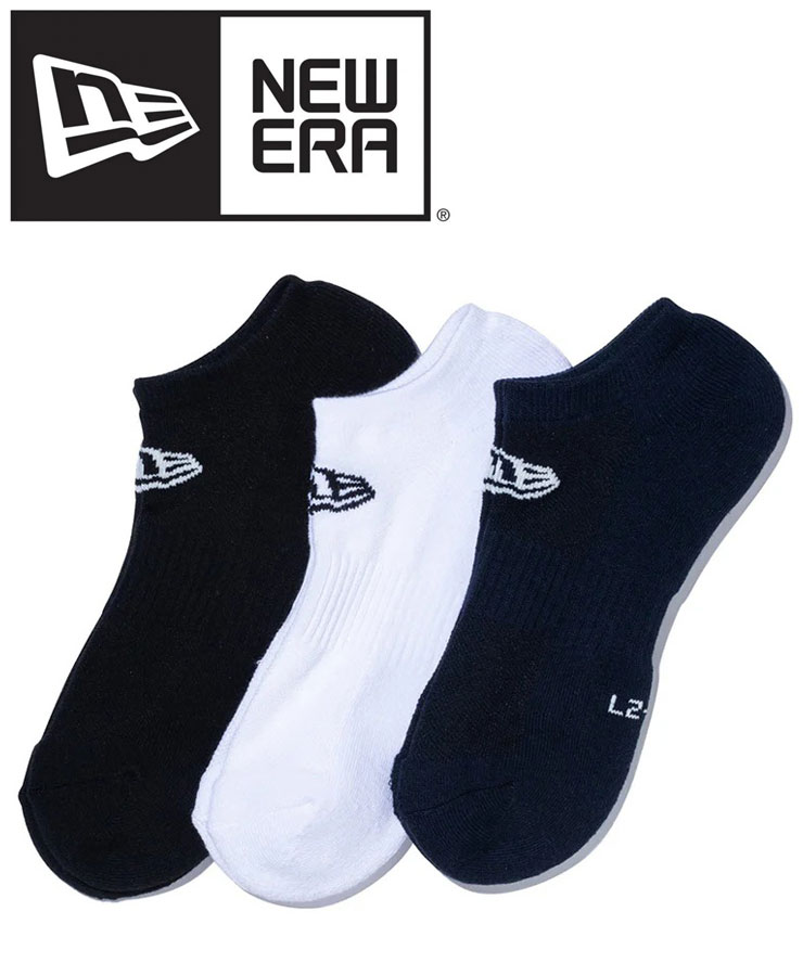 靴下 メンズ レディース 春夏 NEW ERA ニューエラ ショートソックス 3足セット 14518168 ブラック ホワイト ネイビー SOCKS SHORT 3PAIRS
