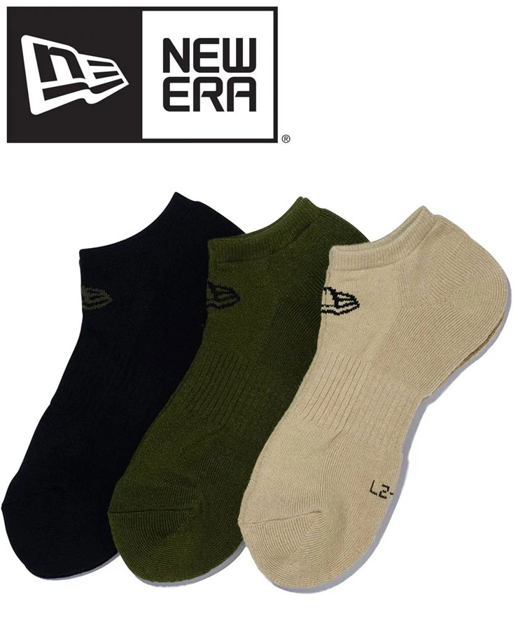 Rakuten - 靴下 メンズ レディース 春夏 NEW ERA ニューエラ ショートソックス 3足セット 14518169 ブラック オリーブ カーキ SOCKS SHORT 3PAIRS