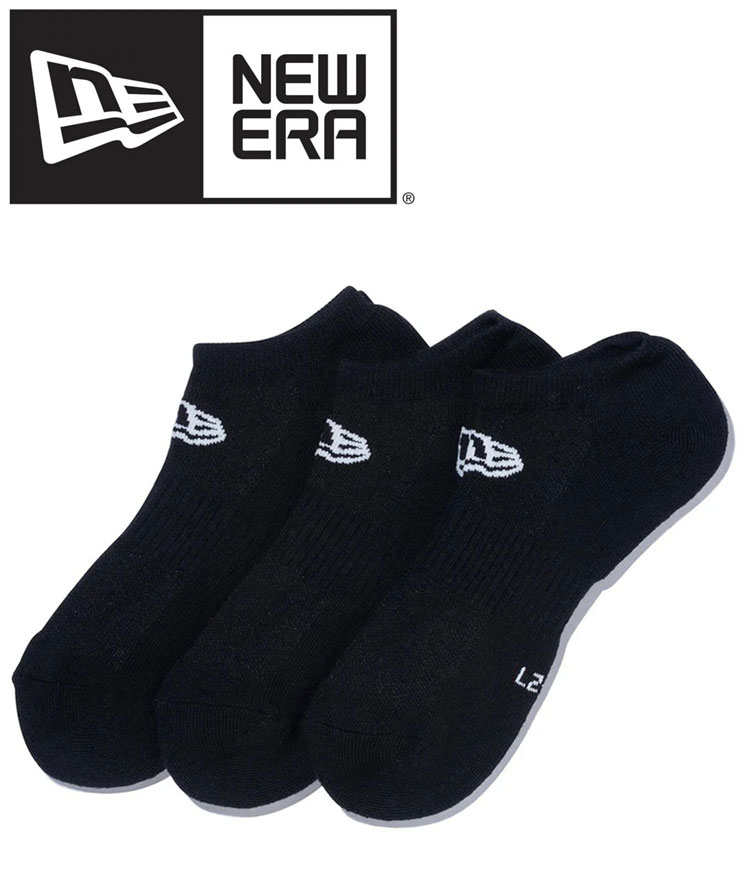 NEW ERA �˥塼���� ���å��� ���硼�� 3�ڥ� �֥�å� SOCKS SHORT 3PAIRS BLK 14518171 3­���å� �ޤȤ���� ���...