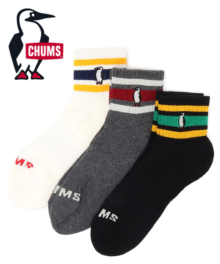 樂天商城 - CHUMS 3P Border Crew Socks チャムス 3Pボーダークルーソックス CH06-1131 3足セット 抗菌防臭 メンズ レディース 靴下 春 夏 春夏