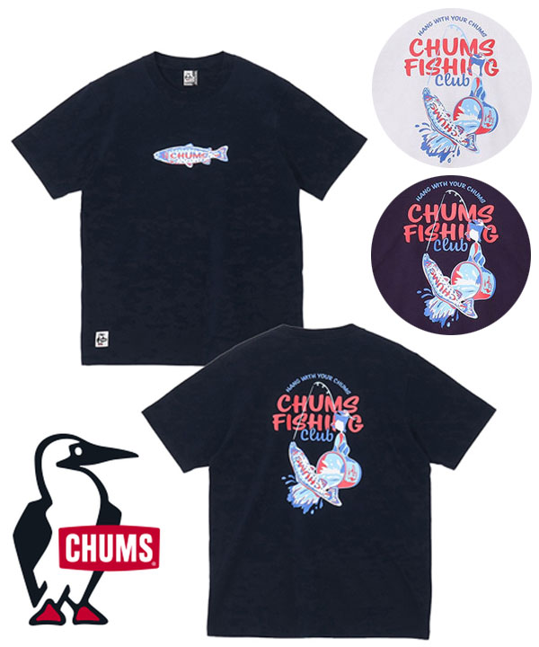 樂天商城 - Tシャツ メンズ 春夏 CHUMS チャムス フィッシングクラブTシャツ CH01-2753 半袖 プリントTシャツ コットン アウトドア