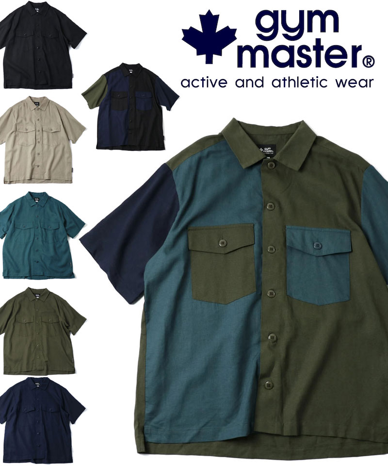 樂天商城 - gym master ジムマスター 麻レーヨンシャツ G721739 メンズ 半袖 春夏 開襟シャツ リネン レーヨン 軽量 涼しい カジュアル アウトドア