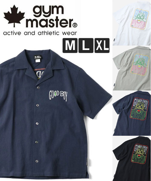 樂天商城 - gym master ジムマスター 半袖シャツ メンズ GOOD BOY 刺繍 オープンカラーシャツ 軽量 涼しい カジュアル G7217470
