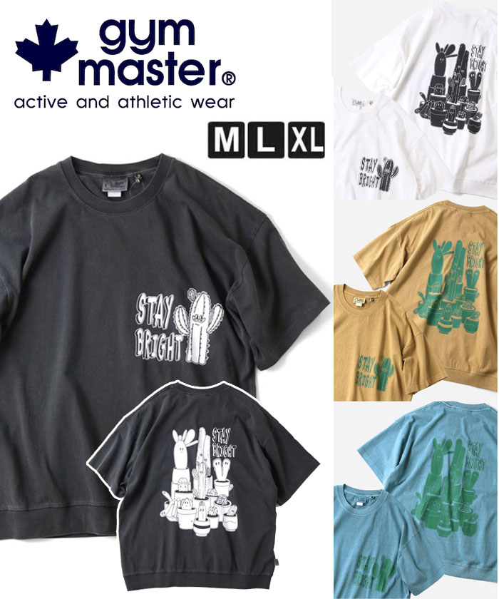 樂天商城 - gym master ジムマスター Tシャツ メンズ 半袖 6.2oz ピグメント サボテン ビッグTee G733782 春夏 オーバーサイズ プリントTシャツ ピグメント加工 カジュアル 春 夏 春夏