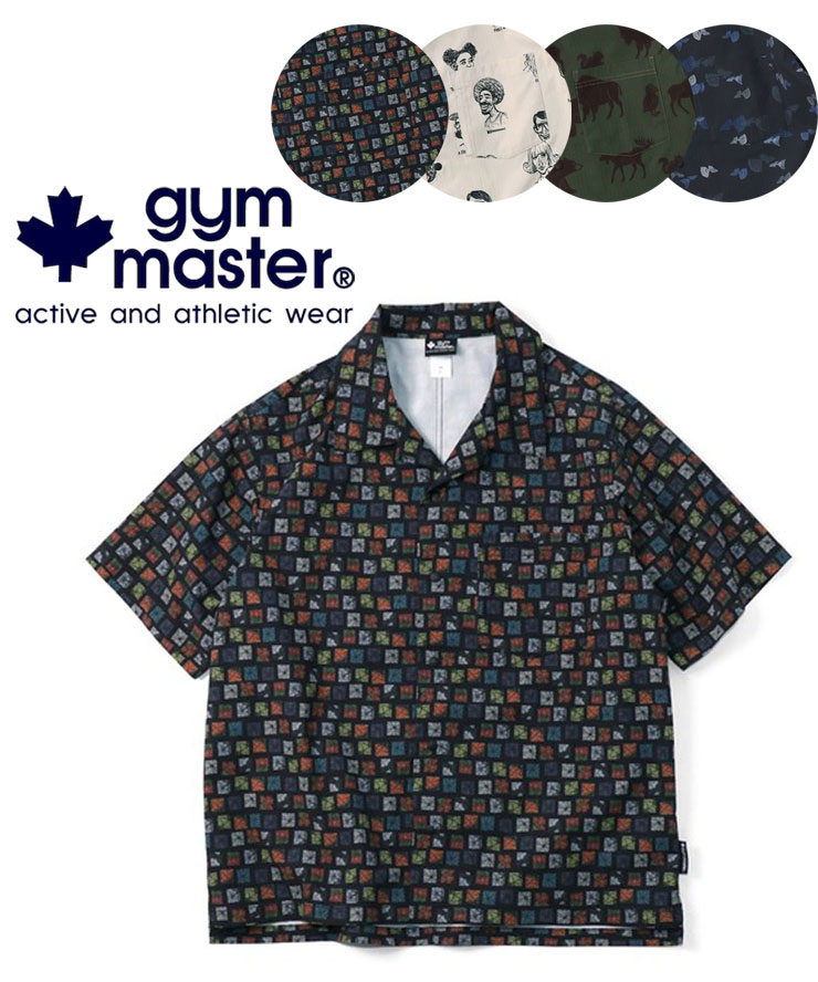 樂天商城 - gym master ジムマスター 半袖シャツ メンズ ストライプドビーハッピーペイントシャツ G745778 春夏 総柄シャツ 開襟シャツ 軽量 カジュアル アウトドア