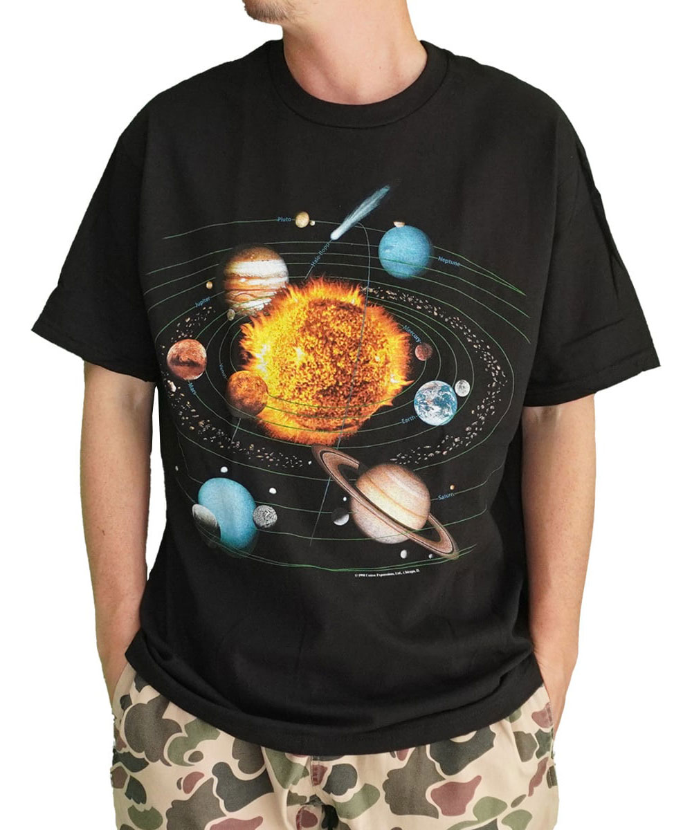 樂天商城 - THE PLANETS Tシャツ 宇宙 グラフィック 半袖 ブラック プリントT ペース デザインT メンズ L 040094 春 夏 春夏 半袖 新作