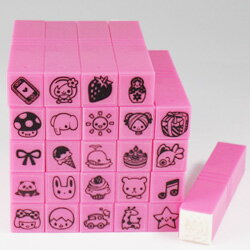 お名前スタンプ「まいんすたんぷ」イラスト（マーク）入れゴム印（バラ売り）印面サイズ：10×10mmボディー（持ち手）カラー：ピンク（プラスチック）おなまえ すたんぷ お名前 スタンプ