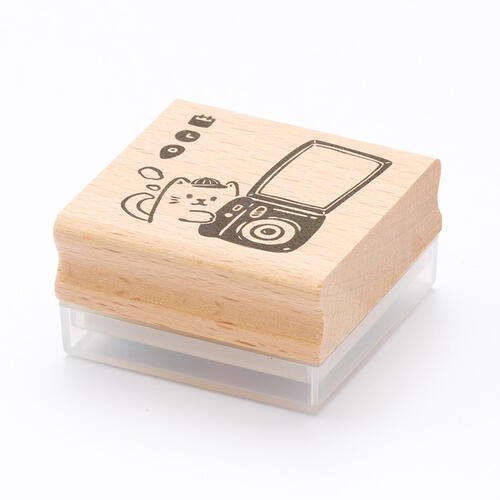 乐天商城 - スケジュール ねこ 旅 40×40mmにじまない スタンプ【猫とカメラ】インク入りorインクなし 手帳 日記 かわいい 裏抜けしにくいスタンプ FineColorStamper