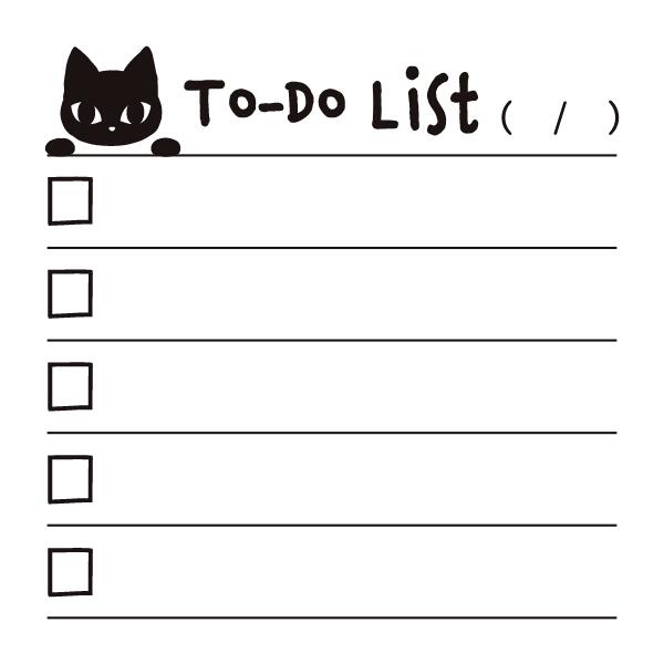 手帳の記録スタンプ 13.To Do List ネコ 30×30mm ファインカラースタンパー FineColorStamper やること..