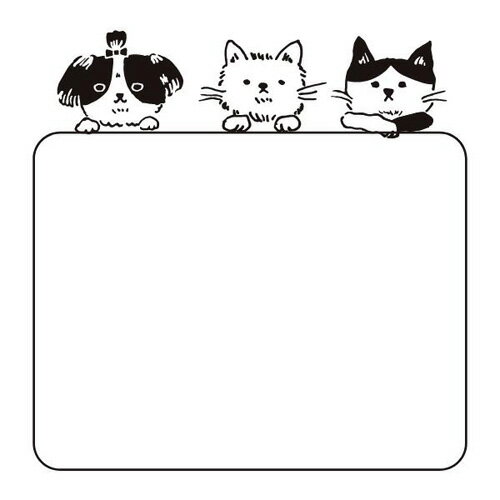 手帳の記録スタンプ 17.イヌとネコ 30×30mm ファインカラースタンパー FineColorStamper 犬 猫 動物 フレーム 枠 飾り枠 メモ枠 かわいい おしゃれ はんこ ハンドメイド メモ スケジュール帳 手帳 カレンダー ノート 繊細でほっこりするスタンプ