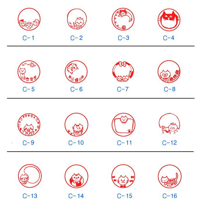 【郵便発送で送料無料】セルフインキングスタンプZOOはんこ　ねこだけ印面：12mm（丸枠付）ホルダーカラーは全2色、インクは全10色よりお選びいただけます。