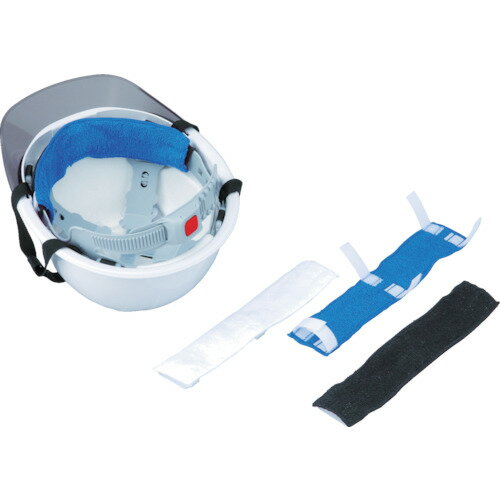 トーヨーセフティ ヘルメット取付式汗取りデコパット 青 タオル地 NO.67BU