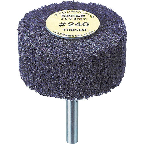 TRUSCO ナイロン軸付ホイール 外径40×厚25×軸6 240# (5個入)　UFN425240