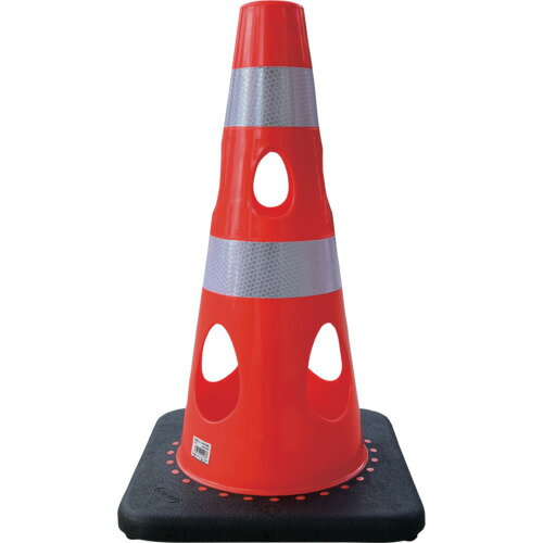 CAR-BOY 点滅灯設置可能タイプ(上部切り欠き加工あり) 穴あきコーン450 反射ホワイト レッド CHR-450RE