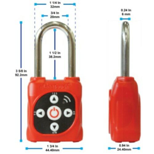 JSBTECH eGeeTouchLOTOパドロック (赤GT5107) 5-05105-97