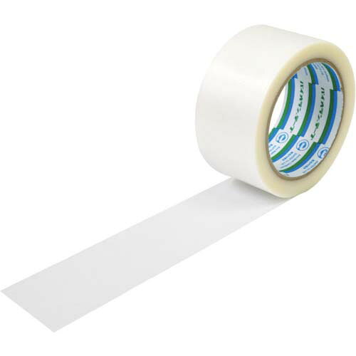 ●粘着力：3.2N／10mm●引張強度：40N／10mm●手で切断可能●基材中に再生ポリエチレンを65％以上使用しています。●展開力がスムーズで手切れ性に優れています。●布テープより薄く軽いです。●耐水性能に優れています。●貼った後が目立ちません。●油性マジックで文字が書けます。●グリーン購入法適合商品です。●エコマーク認定商品です。●中・軽梱包用。●人体には直接貼らないでください。●絶縁用テープではありませんので、電気絶縁用には使用しないでください。リニューアルに伴い、パッケージ・内容等予告なく変更する場合がございます。予めご了承ください。広告文責：楽天グループ株式会社050-5212-8316