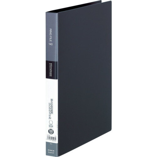 KING JIM シンプリ-ズ リングファイル A4タテ型 黒 内径30mm 250枚 表紙ポケット付き 642SP-BK