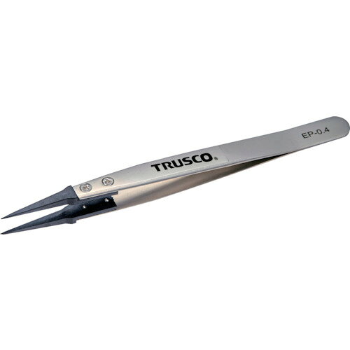 TRUSCO ESDチップピンセット 先細型 先端幅0.4mm EP-0.4