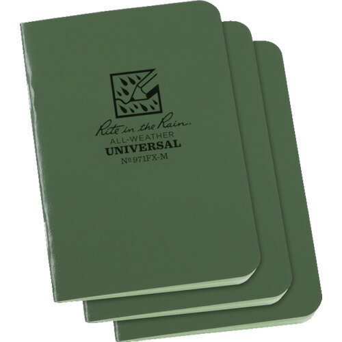 RITR 3 1/4X4 5/8 ミニステイプルノートブック(3冊セット)ユニバーサル・グリーン 971FX-M