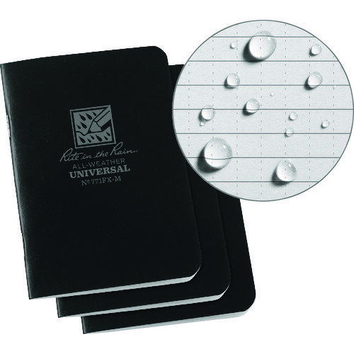 RITR 3 1/4X4 5/8 ミニステイプルノートブック(3冊セット)フニバーサル・ブラック 771FX-M