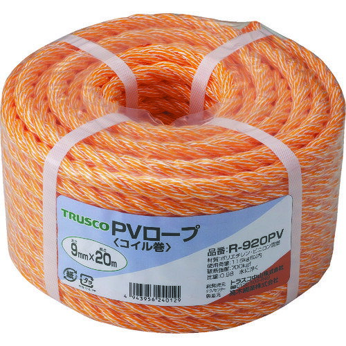 TRUSCO PVロープ 3つ打 線径9mmX長さ20m R920PV