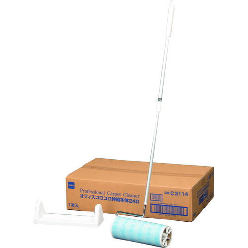 ●最短650mm〜最長1010mm●業務用W粘着タイプのコロコロです。●平滑面の床からカーペット、壁や天井まで、これ1本でどんな床にも対応します。●ワイドサイズで作業効率アップ、収納には出し入れ簡単なトレイタイプのケース付きです。●切りやす...